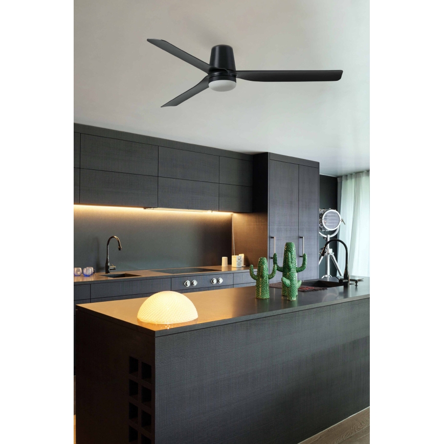 FARO 33830WT-1TW - Ventilador de techo LED regulable PUNT TUB M LED/18W/230V 3000/4200/6500K negro diá. 132 cm Wi-Fi Tuya + control remoto
