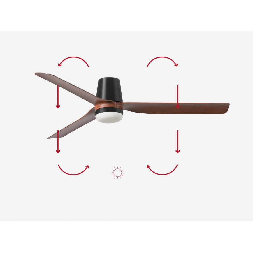 FARO 33831-1TW - Ventilador de techo LED regulable PUNT TUB M LED/18W/230V 3000/4200/6500K diá. 130 cm marrón/negro + control remoto