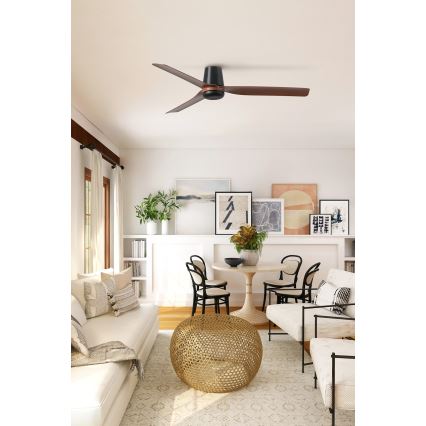 FARO 33831WT - Ventilador de techo PUNT TUB M marrón/negro diá. 132 cm Wi-Fi Tuya + control remoto