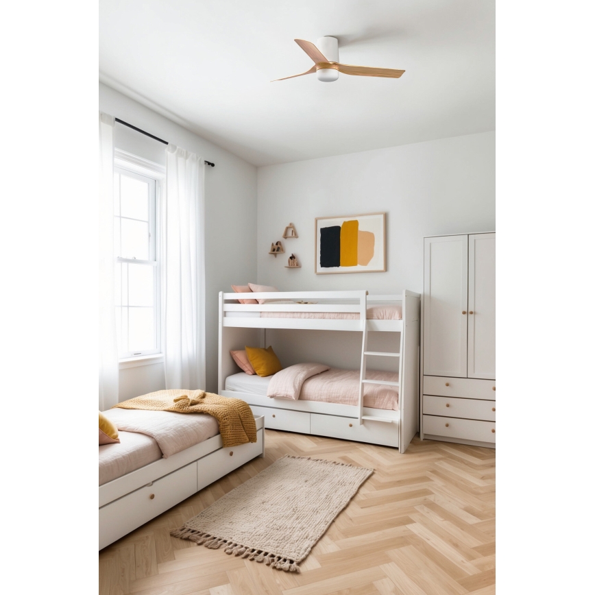 FARO 33833-1TW - Ventilador de techo LED regulable MINI PUNT TUB S LED/10W/230V 2700/4000/6000K diá. 90 cm marrón/blanco + control remoto
