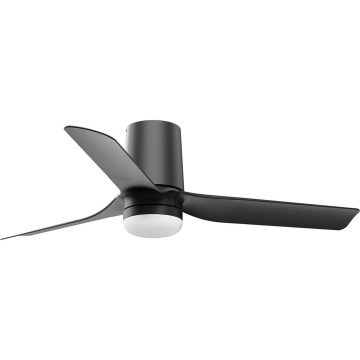 FARO 33834WT-1TW - Ventilador de techo LED regulable MINI PUNT TUB S LED/10W/230V 2700/4000/6000K negro diá. 90 cm Wi-Fi Tuya + control remoto