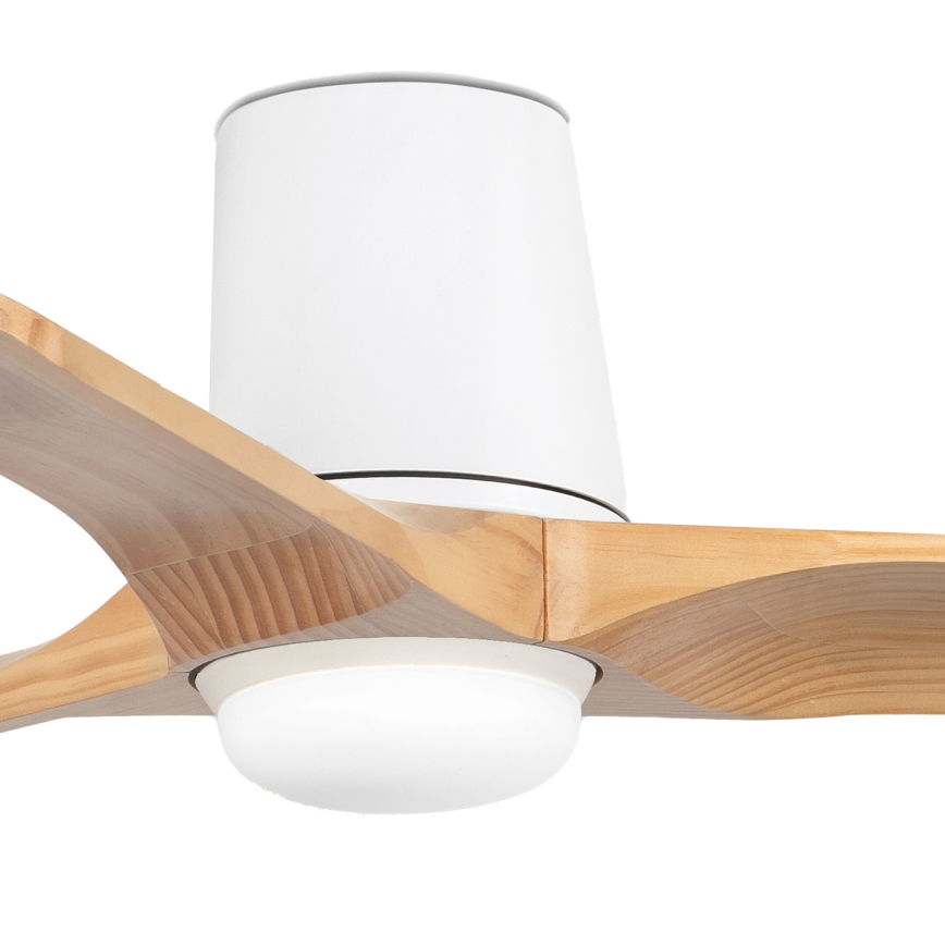 FARO 33836-1TW - Ventilador de techo LED regulable HEYWOOD TUB S LED/10W/230V 2700/4000/6000K pino/blanco diá. 90 cm + control remoto