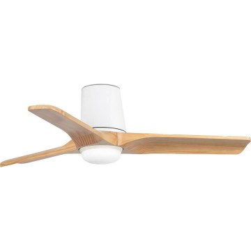FARO 33836-1TW - Ventilador de techo LED regulable HEYWOOD TUB S LED/10W/230V 2700/4000/6000K pino/blanco Ø 90 cm + mando a distancia