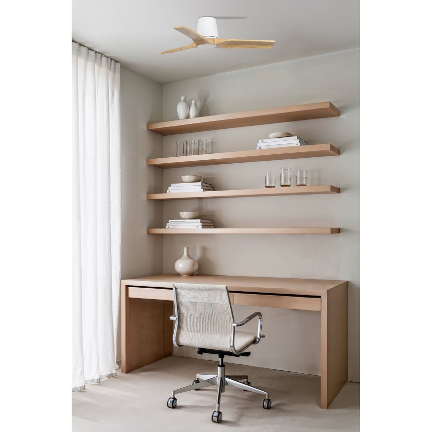 FARO 33836 - Ventilador de techo HEYWOOD TUB S pino/blanco Ø 90 cm + mando a distancia