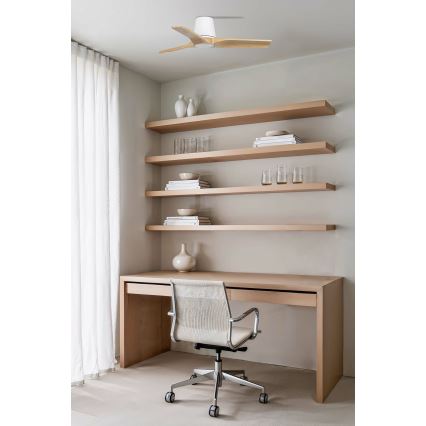 FARO 33836 - Ventilador de techo HEYWOOD TUB S pino/blanco diá. 90 cm + control remoto