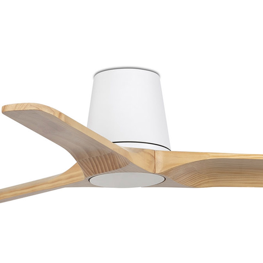 FARO 33836WT - Ventilador de techo HEYWOOD TUB pino/blanco Ø 90 cm Wi-Fi Tuya + mando a distancia