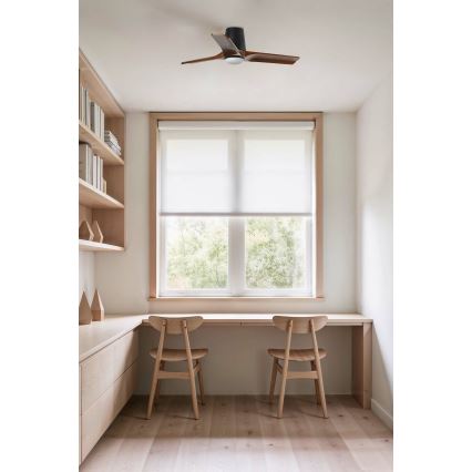 FARO 33837-1TW - Ventilador de techo LED regulable HEYWOOD TUB S LED/10W/230V 2700/4000/6000K pino/negro diá. 90 cm + control remoto