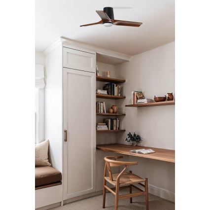 FARO 33837WT-1TW - Ventilador de techo LED regulable HEYWOOD TUB S LED/10W/230V 2700/4000/6000K pino/blanco Ø 90 cm Wi-Fi Tuya + mando a distancia