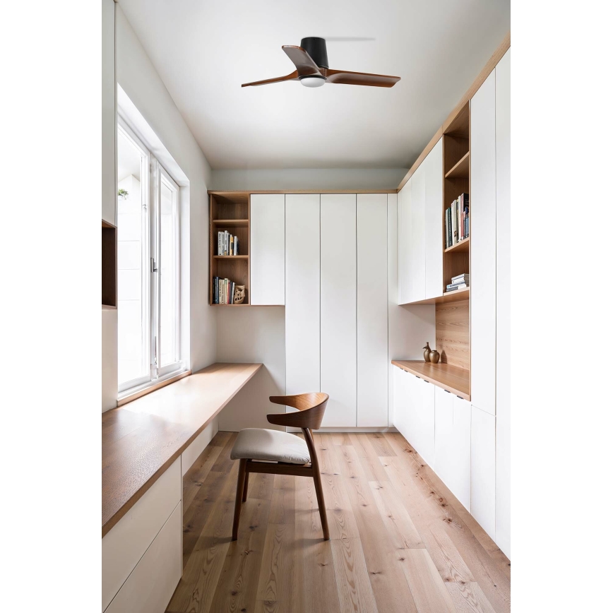 FARO 33837WT - Ventilador de techo HEYWOOD TUB S pino/negro diá. 90 cm Wi-Fi Tuya + control remoto