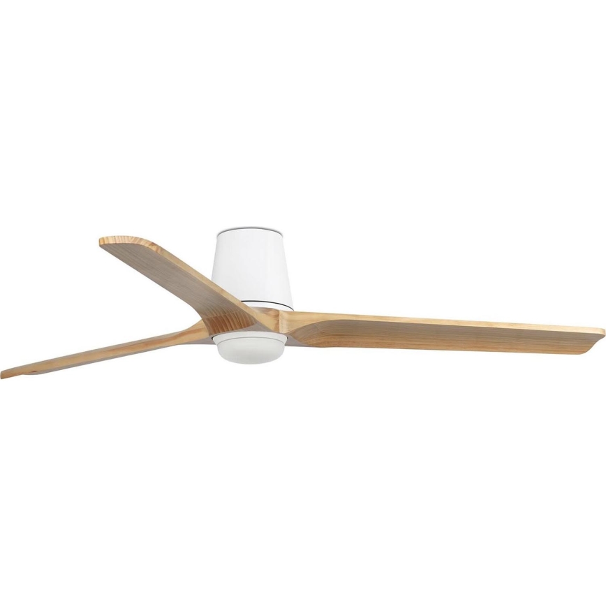 FARO 33838WT-1TW - Ventilador de techo LED regulable HEYWOOD TUB L LED/10W/230V 2700/4000/6000K pino/blanco diá. 132 cm Wi-Fi Tuya + control remoto