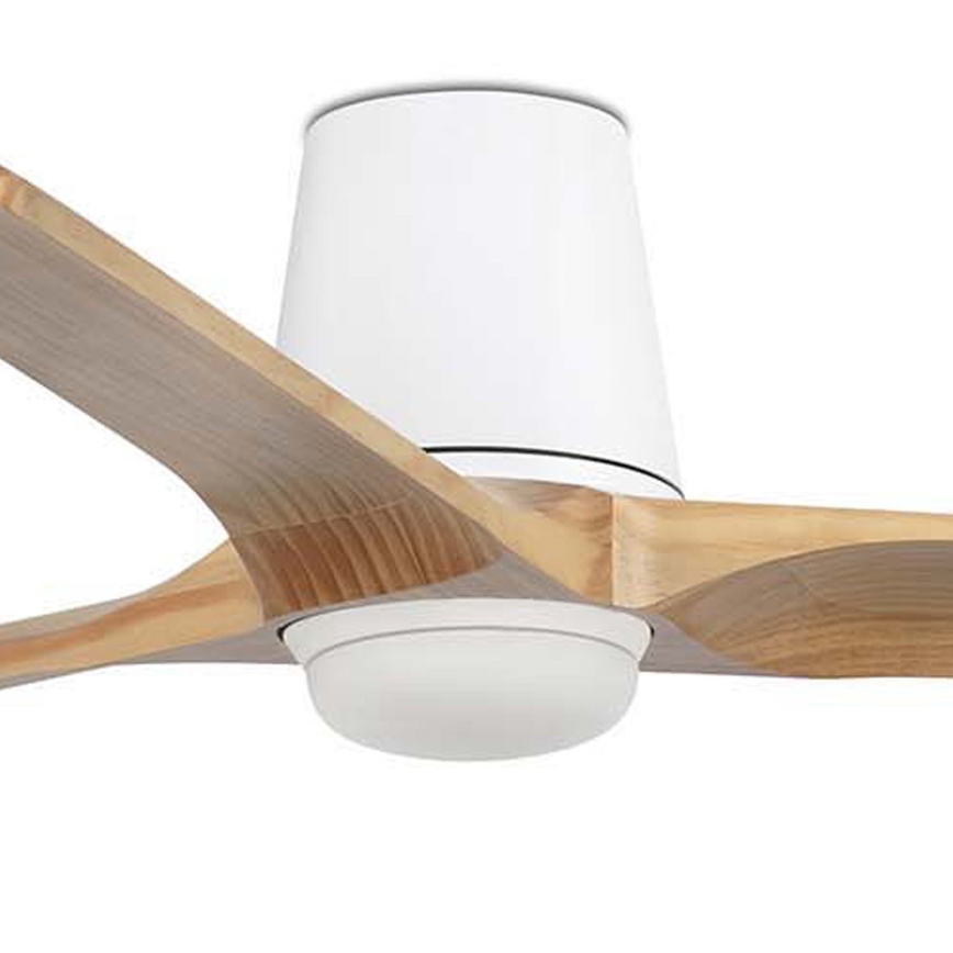 FARO 33838WT-1TW - Ventilador de techo LED regulable HEYWOOD TUB L LED/10W/230V 2700/4000/6000K pino/blanco diá. 132 cm Wi-Fi Tuya + control remoto
