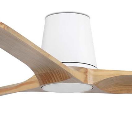 FARO 33838WT - Ventilador de techo HEYWOOD TUB L pino/blanco Ø 132 cm Wi-Fi Tuya + mando a distancia