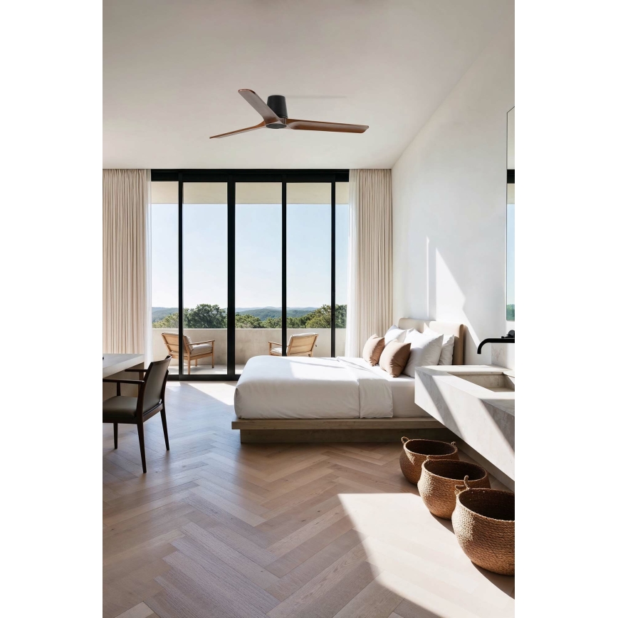 FARO 33839 - Ventilador de techo HEYWOOD TUB L pino/negro Ø 132 cm + mando a distancia