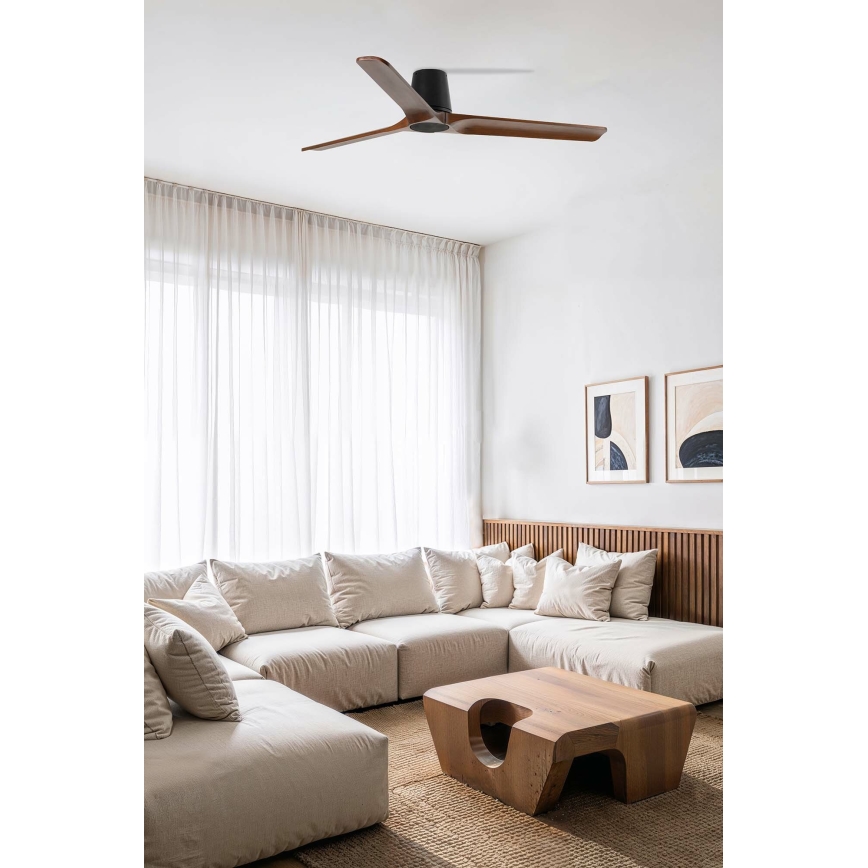 FARO 33839WT - Ventilador de techo HEYWOOD TUB L pino/negro diá. 132 cm Wi-Fi Tuya + control remoto