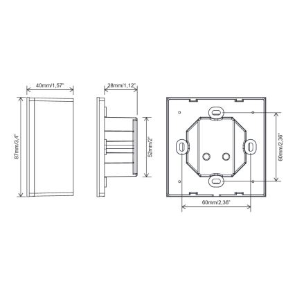 FARO 33988 - Control táctil de pared para ventiladores de techo 230 V, negro