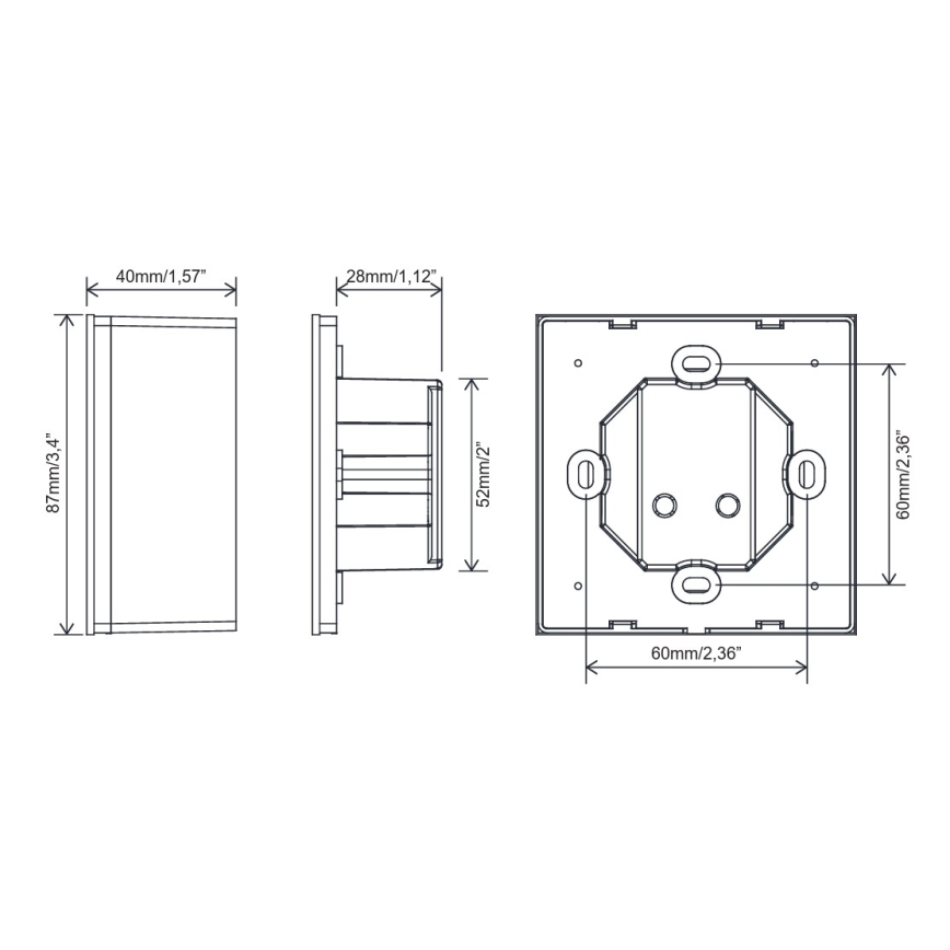 FARO 33988 - Control táctil de pared para ventiladores de techo 230 V, negro