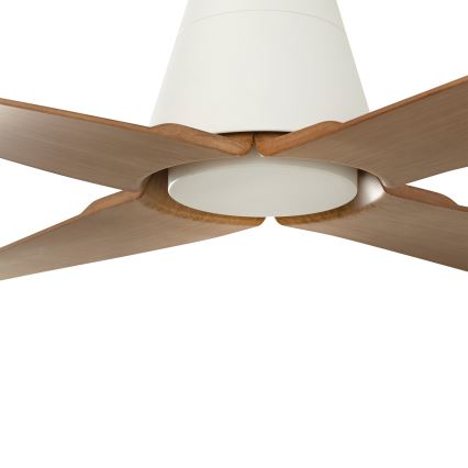 FARO 34105 - Ventilador de techo TYPHOON M marrón/blanco Ø 130 cm IP44 + mando a distancia