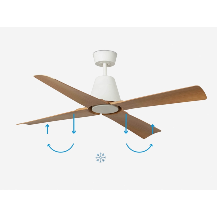 FARO 34105 - Ventilador de techo TYPHOON M marrón/blanco Ø 130 cm IP44 + mando a distancia