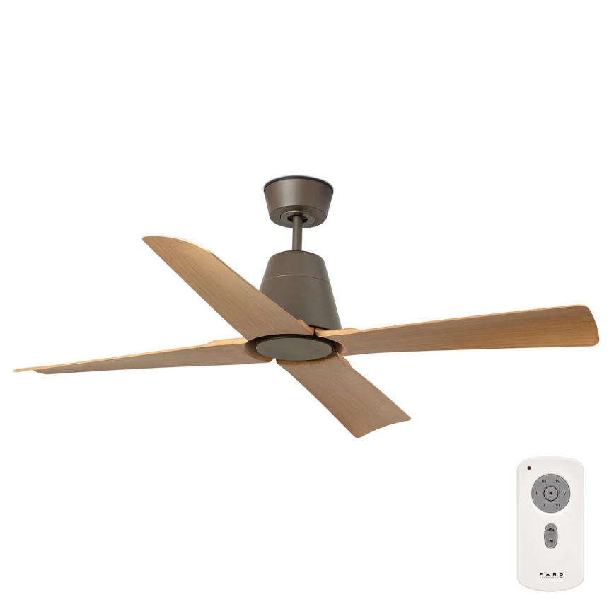 FARO 34106 - Ventilador de techo TYPHOON M marrón Ø 130 cm IP44 + control remoto