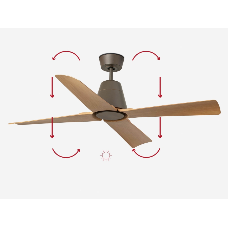 FARO 34106 - Ventilador de techo TYPHOON M marrón Ø 130 cm IP44 + control remoto