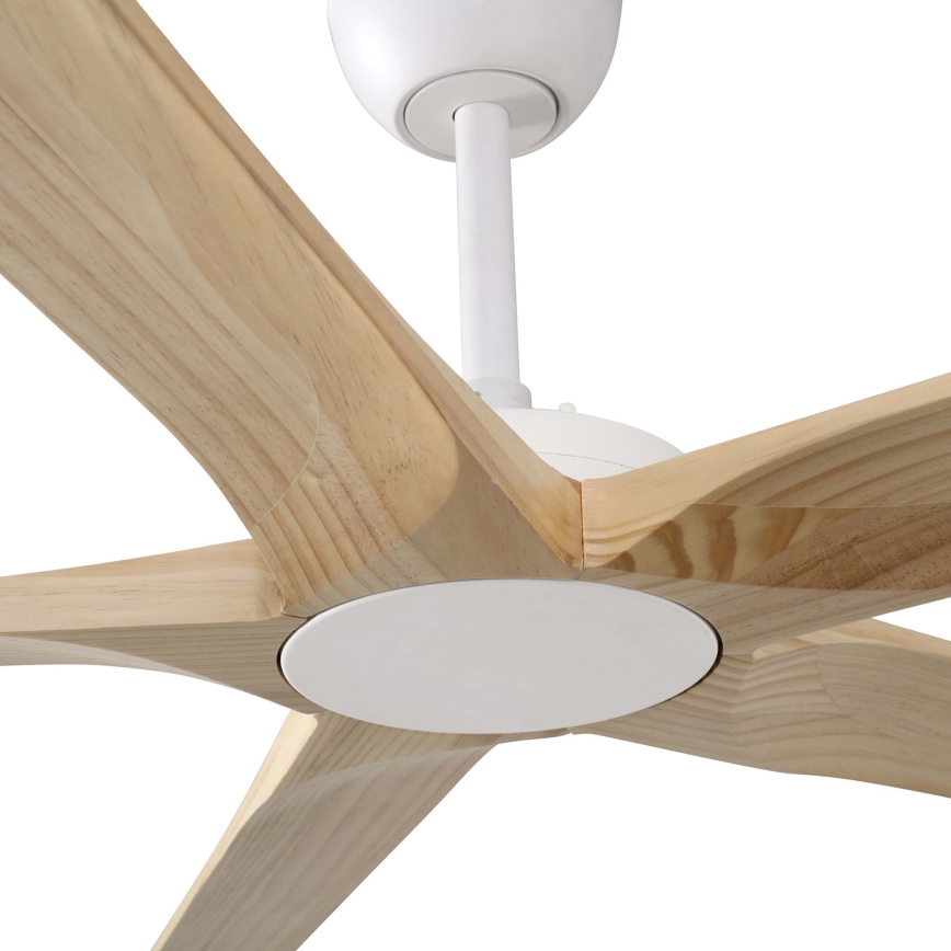FARO 34191WT - Ventilador de techo BIGWOOD XL pino/blanco diá. 200 cm Wi-Fi Tuya + control remoto