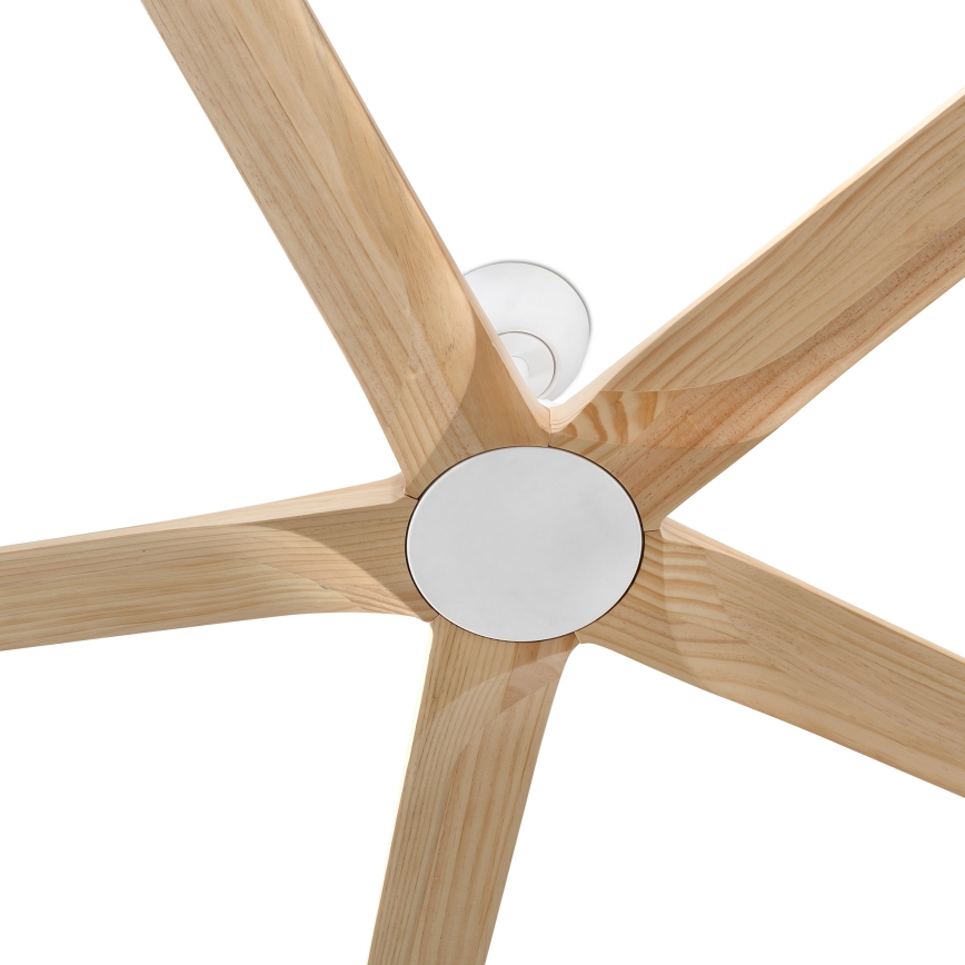 FARO 34191WT - Ventilador de techo BIGWOOD XL pino/blanco diá. 200 cm Wi-Fi Tuya + control remoto