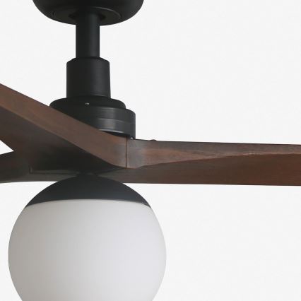 FARO 34276-11L - Ventilador de techo KLIM L 1xE27/15W/230V nogal/negro diá. 150 cm + control remoto