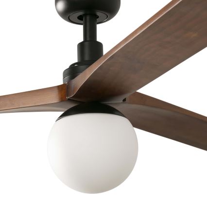 FARO 34276WT-11L - Ventilador de techo KLIM L 1xE27/15W/230V madera/negro diá. 150 cm Wi-Fi Tuya + control remoto