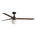 FARO 34276WT-11L - Ventilador de techo KLIM L 1xE27/15W/230V nogal/negro diá. 150 cm Wi-Fi Tuya + control remoto