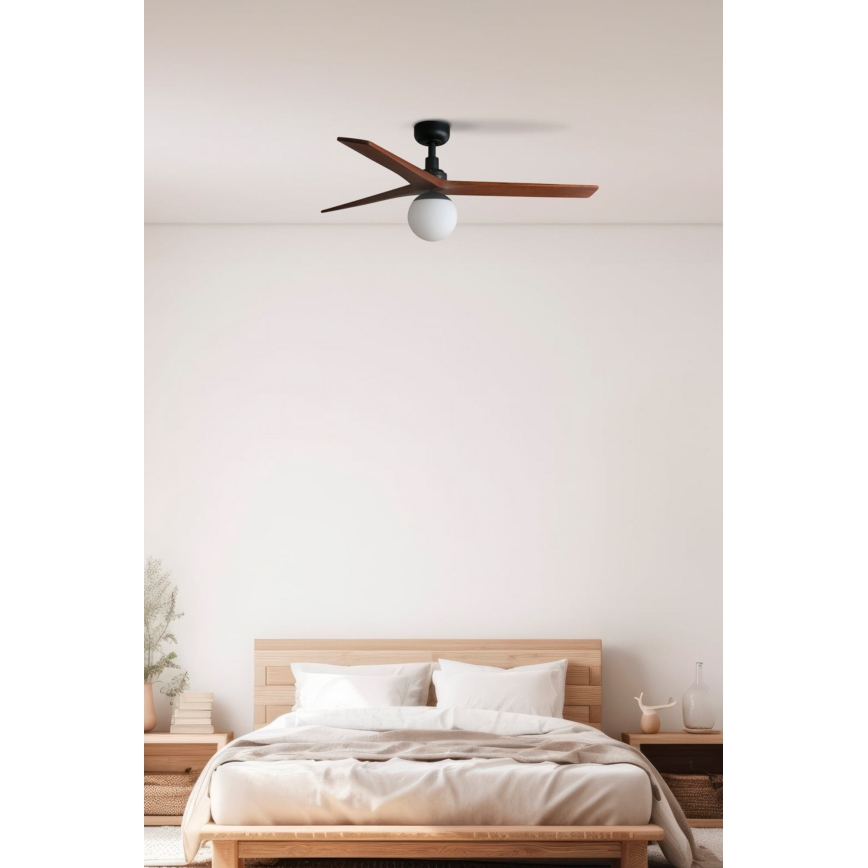 FARO 34277-11L - Ventilador de techo KLIM M 1xE27/15W/230V madera/negro diá. 125 cm + control remoto