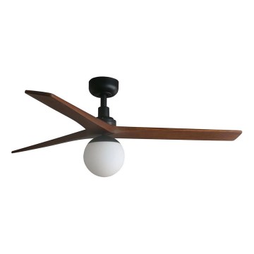 FARO 34277WT-11L - Ventilador de techo KLIM M 1xE27/15W/230V nogal/negro Ø 125 cm Wi-Fi Tuya + mando a distancia