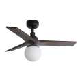 FARO 34278-11L - Ventilador de techo KLIM S 1xE27/15W/230V nogal/negro diá. 92,5 cm + control remoto
