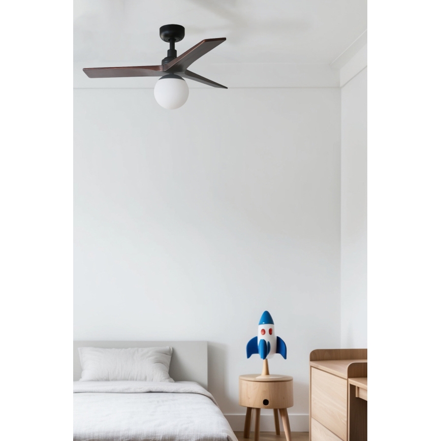 FARO 34278WT-11L - Ventilador de techo KLIM S 1xE27/15W/230V madera/negro diá. 92,5 cm Wi-Fi Tuya + control remoto