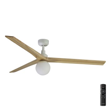 FARO 34279-11L - Ventilador de techo KLIM L 1xE27/15W/230V roble/blanco diá. 150 cm + control remoto