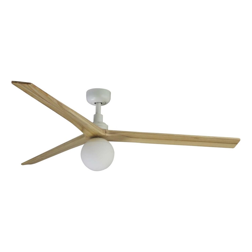 FARO 34279WT-11L - Ventilador de techo KLIM L 1xE27/15W/230V roble/blanco Ø 150 cm Wi-Fi Tuya + mando a distancia