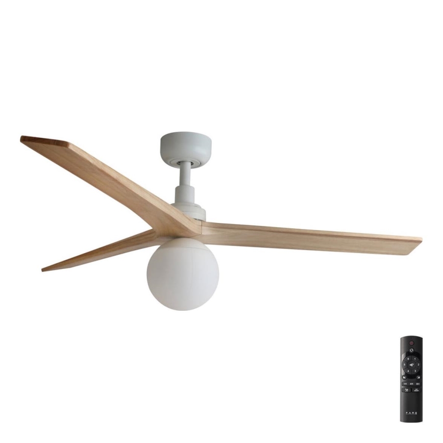 FARO 34280-11L - Ventilador de techo KLIM M 1xE27/15W/230V madera/blanco diá. 125 cm + control remoto