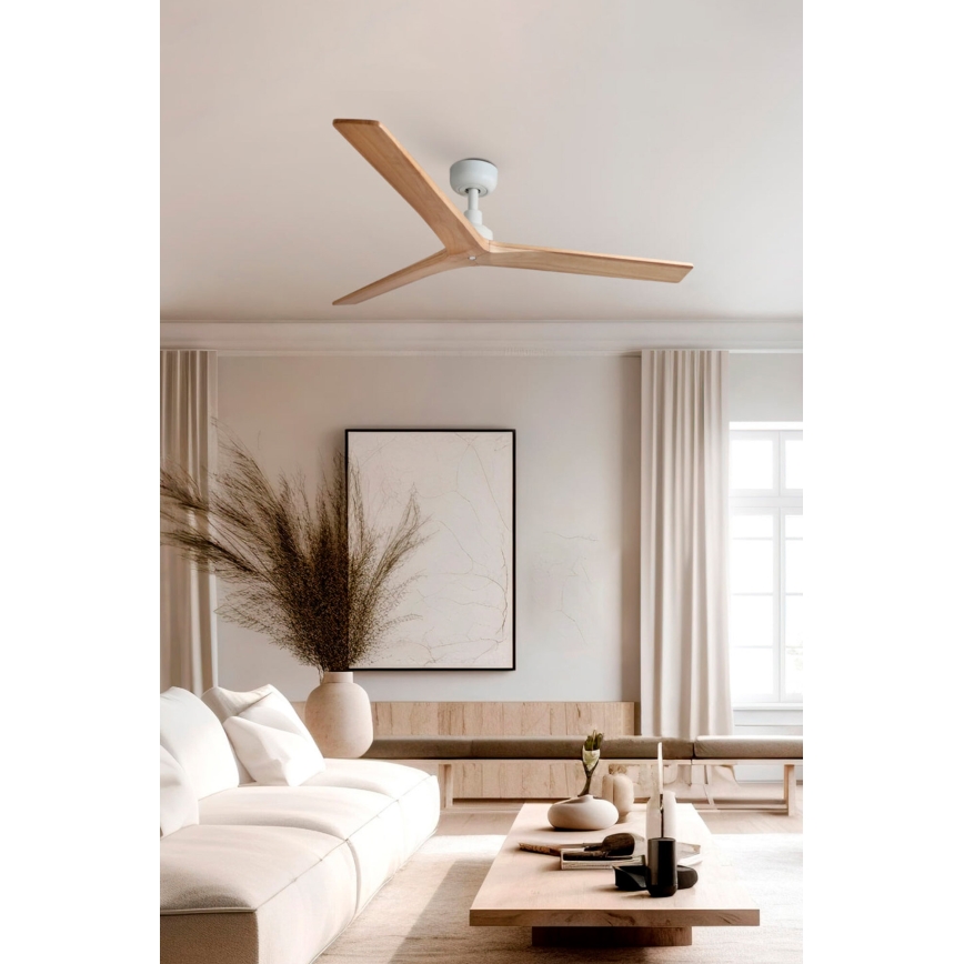 FARO 34280 - Ventilador de techo KLIM M pino/blanco diá. 125 cm + control remoto