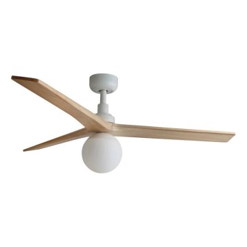 FARO 34280WT-11L - Ventilador de techo KLIM M 1xE27/15W/230V pino/blanco Ø 125 cm Wi-Fi Tuya + mando a distancia