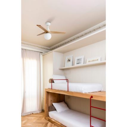 FARO 34281-11L - Ventilador de techo KLIM S 1xE27/15W/230V pino/blanco diá. 92,5 cm + control remoto