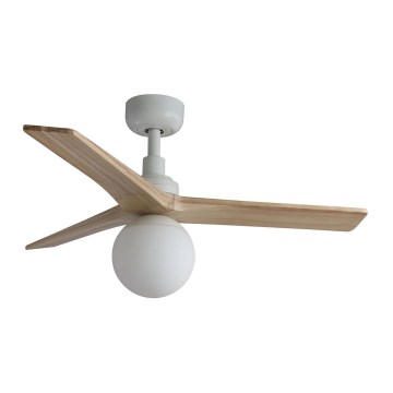 FARO 34281-11L - Ventilador de techo KLIM S 1xE27/15W/230V pino/blanco diá. 92,5 cm + control remoto