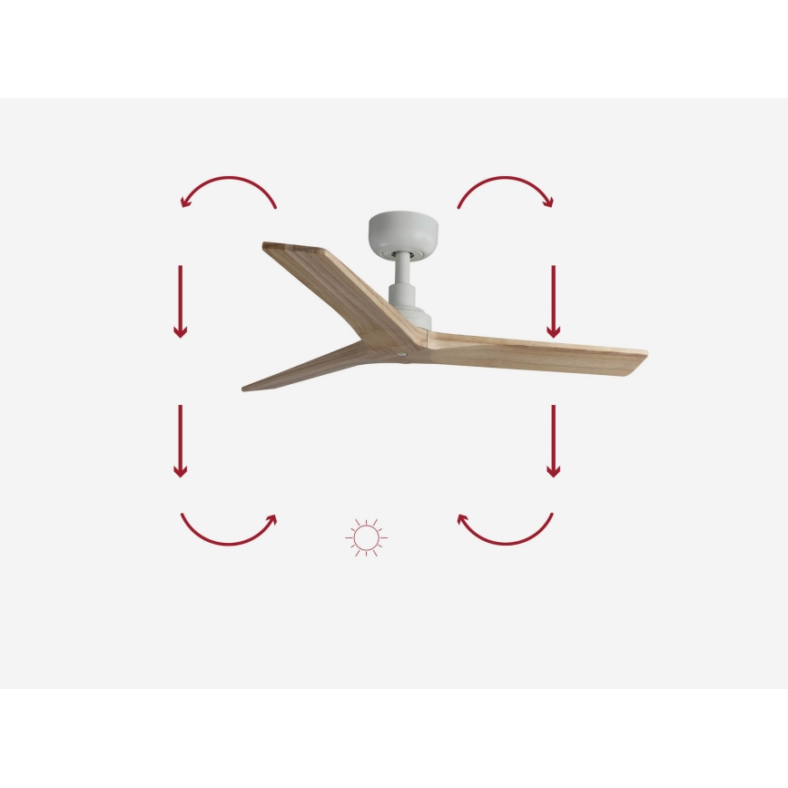 FARO 34281 - Ventilador de techo KLIM S marrón/blanco diá. 92,5 cm + control remoto