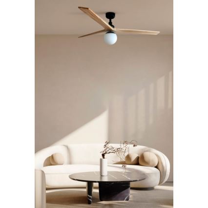 FARO 34282-11L - Ventilador de techo KLIM L 1xE27/15W/230V pino/negro diá. 150 cm + control remoto