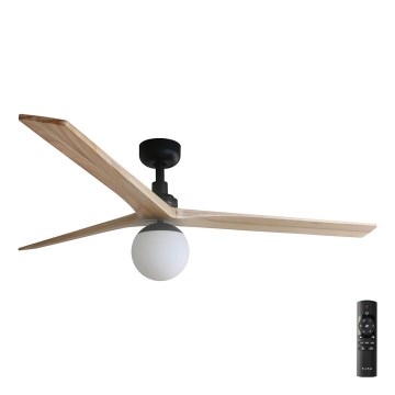 FARO 34282-11L - Ventilador de techo KLIM L 1xE27/15W/230V pino/negro diá. 150 cm + control remoto