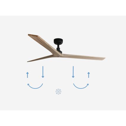FARO 34282 - Ventilador de techo KLIM L pino/negro diá. 150 cm + control remoto