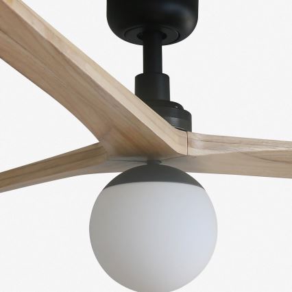 FARO 34282WT-11L - Ventilador de techo KLIM L 1xE27/15W/230V pino/negro Ø 150 cm Wi-Fi Tuya + mando a distancia