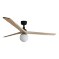 FARO 34282WT-11L - Ventilador de techo KLIM L 1xE27/15W/230V pino/negro diá. 150 cm Wi-Fi Tuya + control remoto