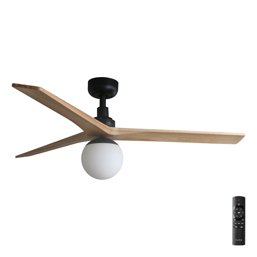 FARO 34283-11L - Ventilador de techo KLIM M 1xE27/15W/230V madera/negro diá. 125 cm + control remoto