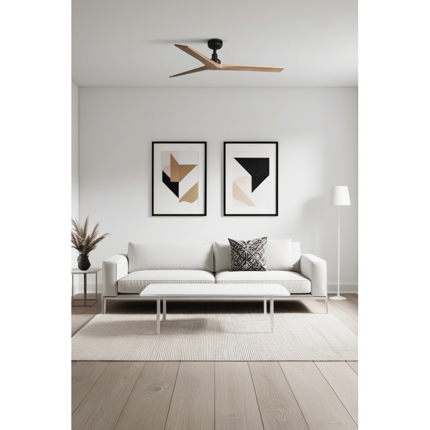 FARO 34283 - Ventilador de techo KLIM M pino/negro diá. 125 cm + control remoto
