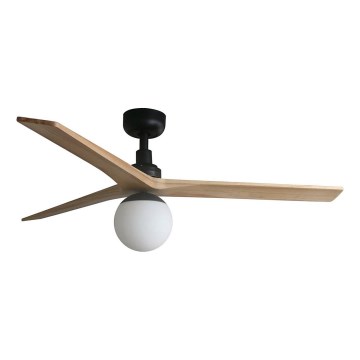 FARO 34283WT-11L - Ventilador de techo KLIM M 1xE27/15W/230V pino/negro Ø 125 cm Wi-Fi Tuya + mando a distancia