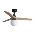 FARO 34284-11L - Ventilador de techo KLIM S 1xE27/15W/230V pino/negro diá. 92,5 cm + control remoto